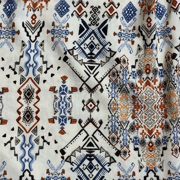 Karen Kane Southwest Pattern Ruched Neckline Puff Sleeve Top Size Small - Picture 5 of 11